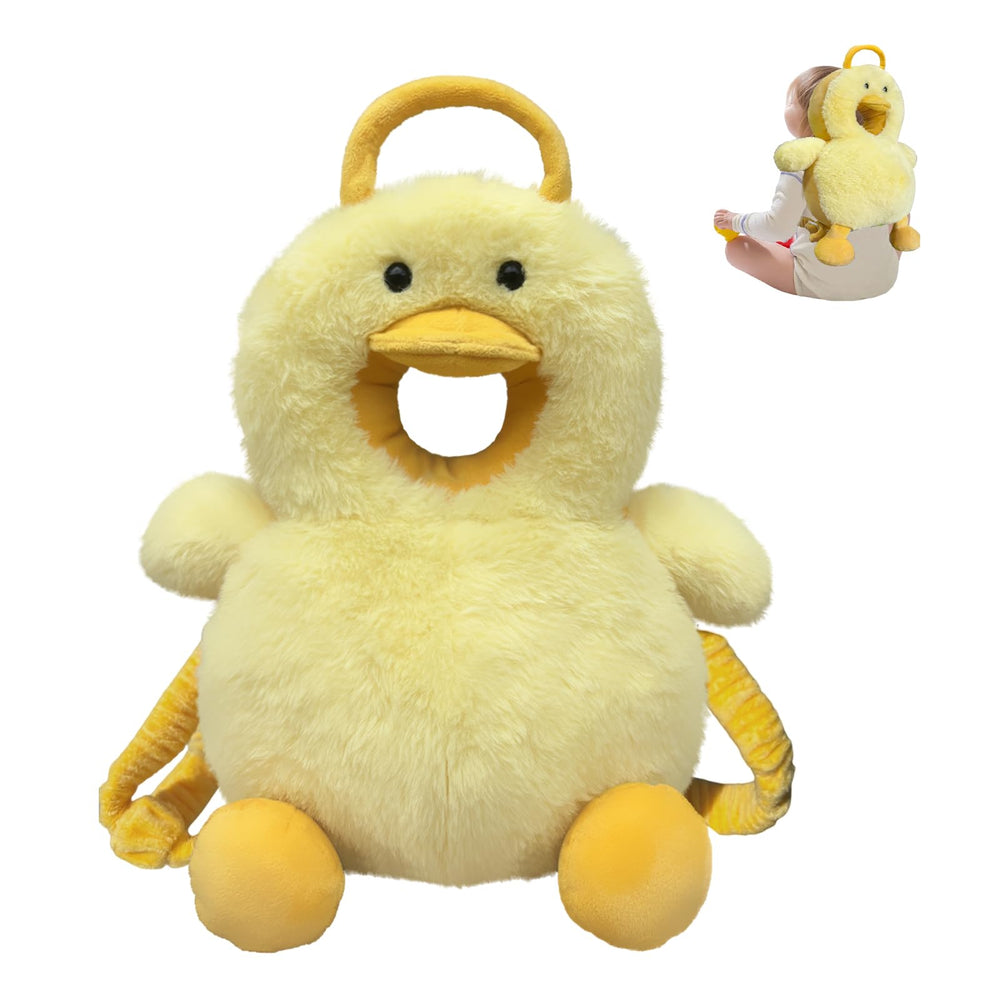 JoyJive baby head protector yellow duck front view protects delicate skin while exploring