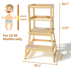 Joylico kitchen step stool natural rail detail highlights four-sided protection
