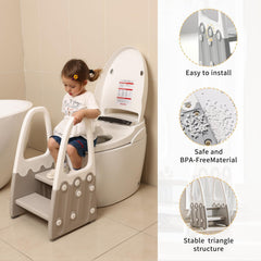 Joylico two-step stool offers sink access with easy reach for brushing teeth.