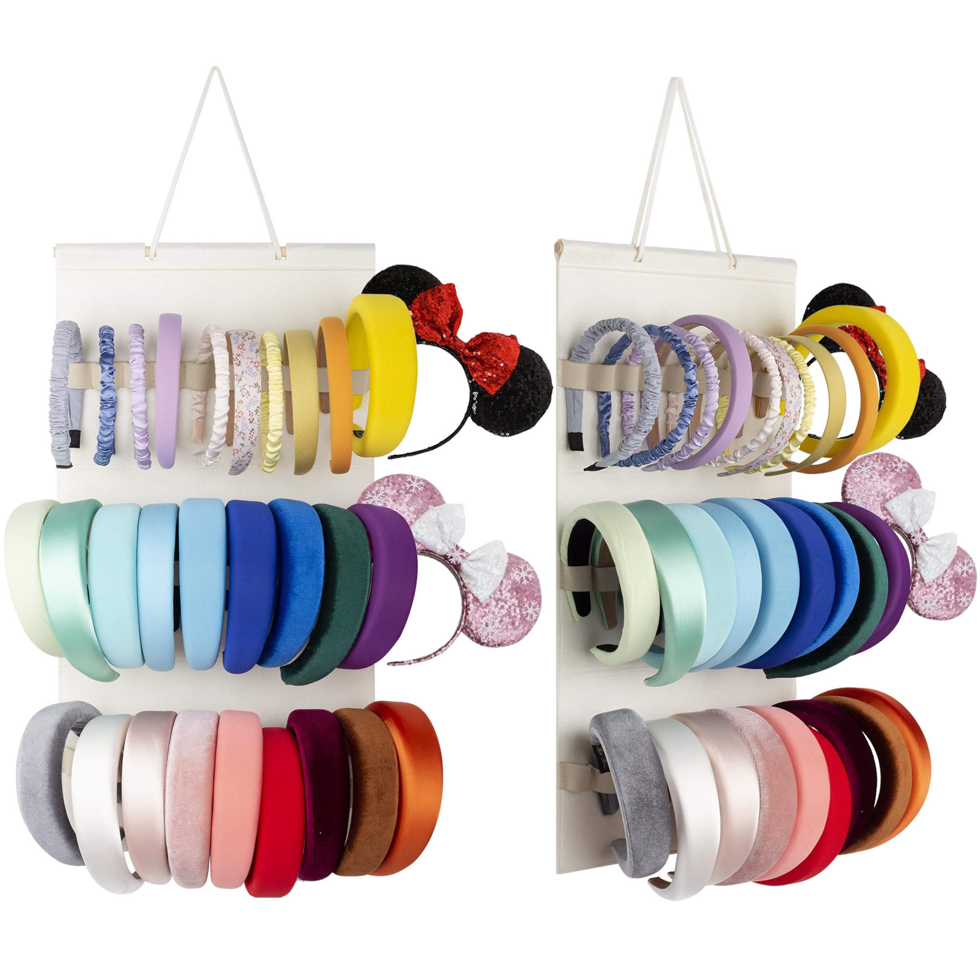 JOYMOMO Hanging Headband Holder in Cream keeps headbands accessible.