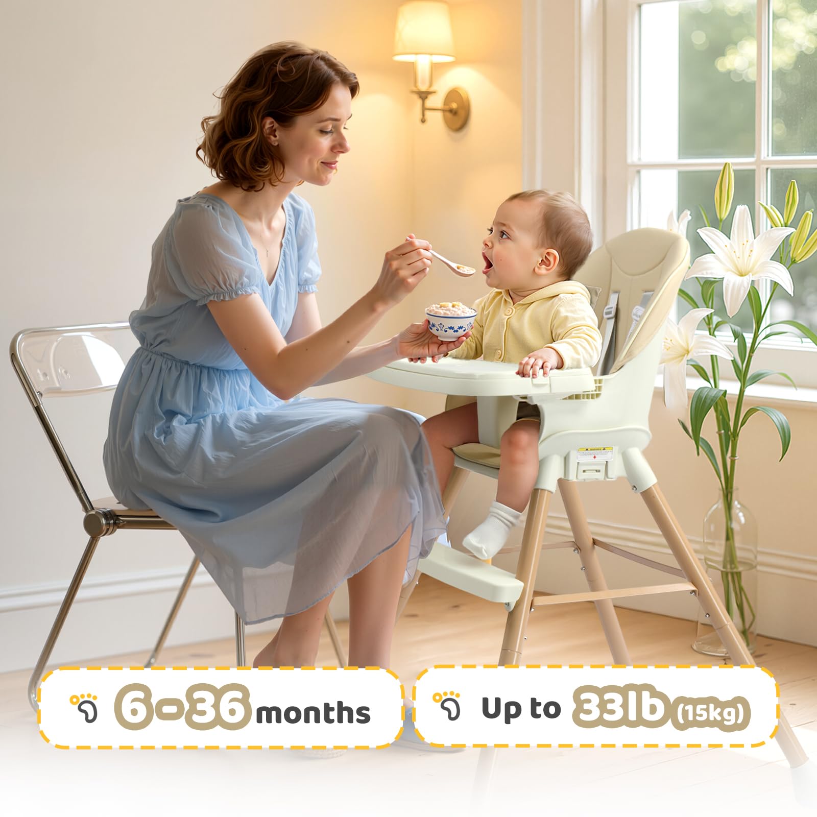 Joymor 5-in-1 toddler chair with two height options grows with your child