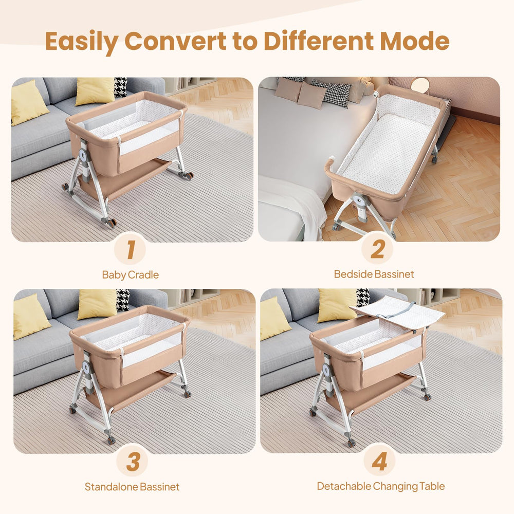 Joymor bedside-height adjustment shows six levels for bed compatibility.