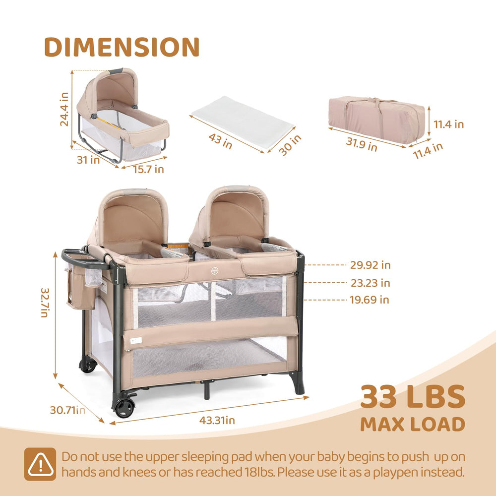 JOYMOR large storage compartments keep diapers and wipes within reach.