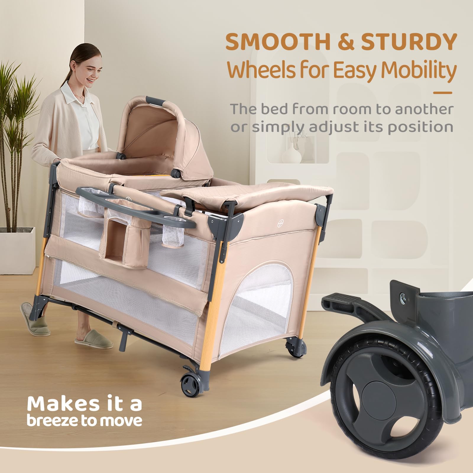 JOYMOR storage shelf keeps baby essentials within easy reach.