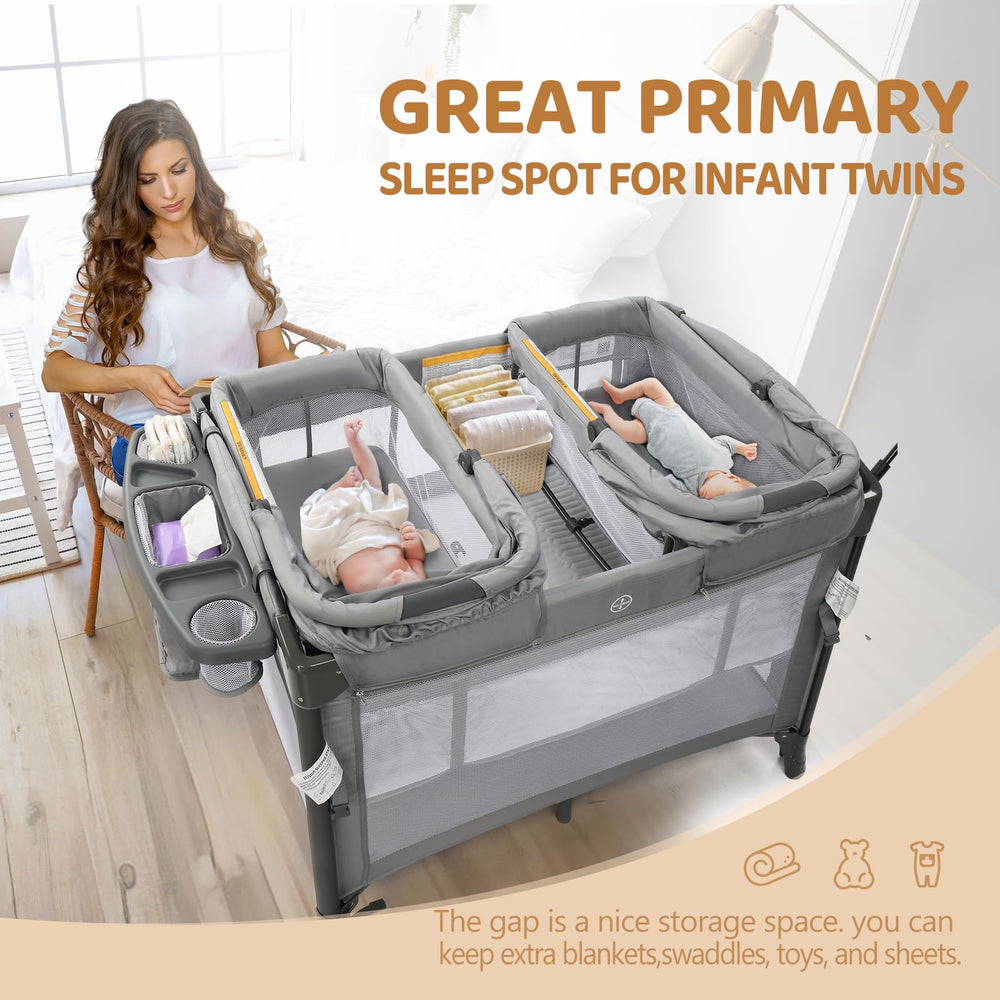 JOYMOR Twin Bassinet breathable mesh sides for visibility and ventilation