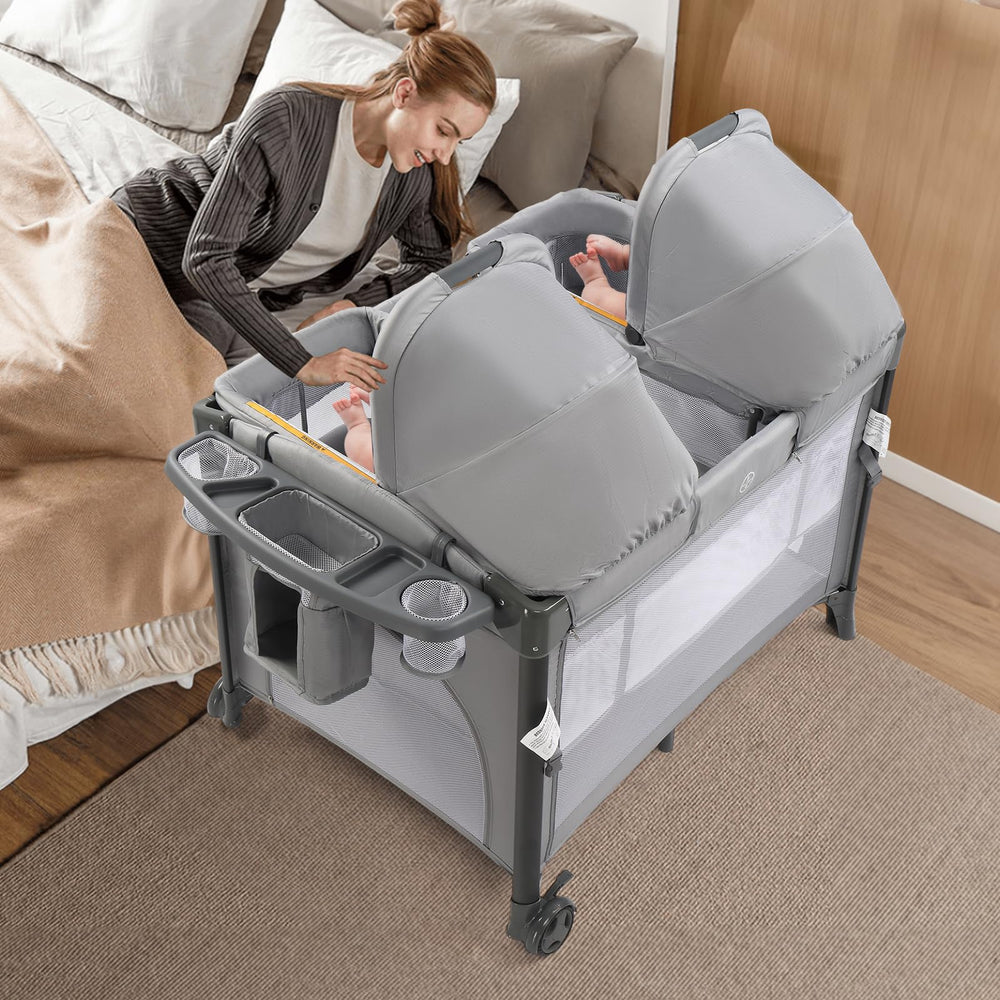 JOYMOR Twin Bassinet converts to bassinet, bedside crib, and playpen for growing babies