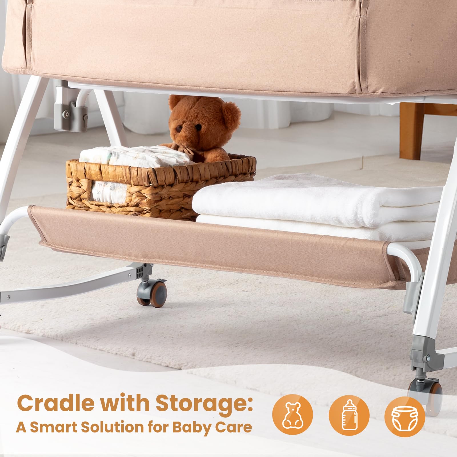 JOYMOR under-bed storage space keeps essentials within easy reach.