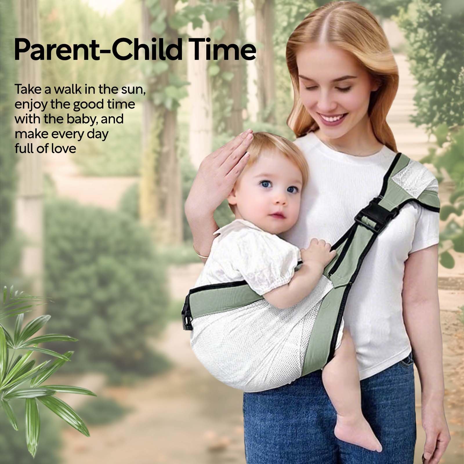 JOYNCLEON baby mesh sling close-comfort image highlights snug bonding support.