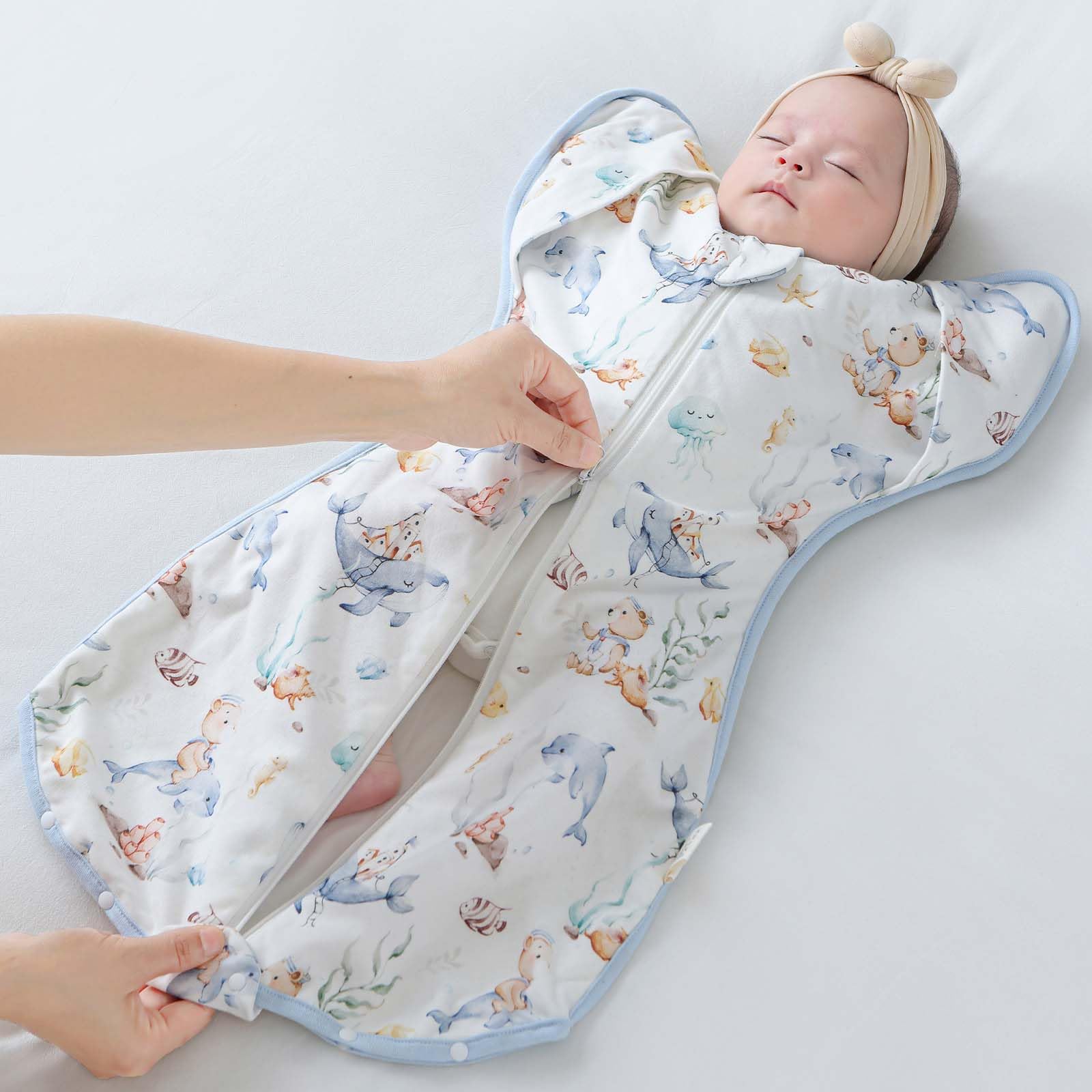 JOYNCLEON newborn mode image conveys full-body wrap for cozy security.