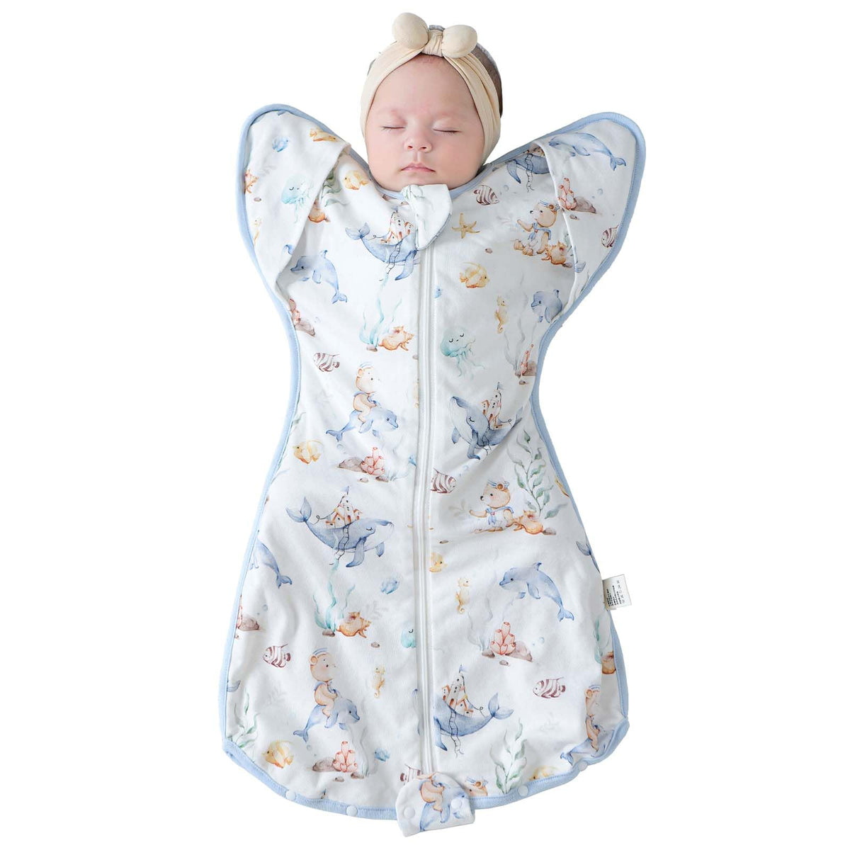 JOYNCLEON baby sleep sack swaddle close-up promotes snug, calming grip for peaceful newborn sleep.