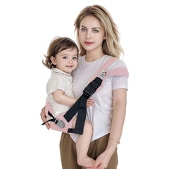 JOYNCLEON baby sling front pink demonstrates adjustable straps for ergonomic front carry