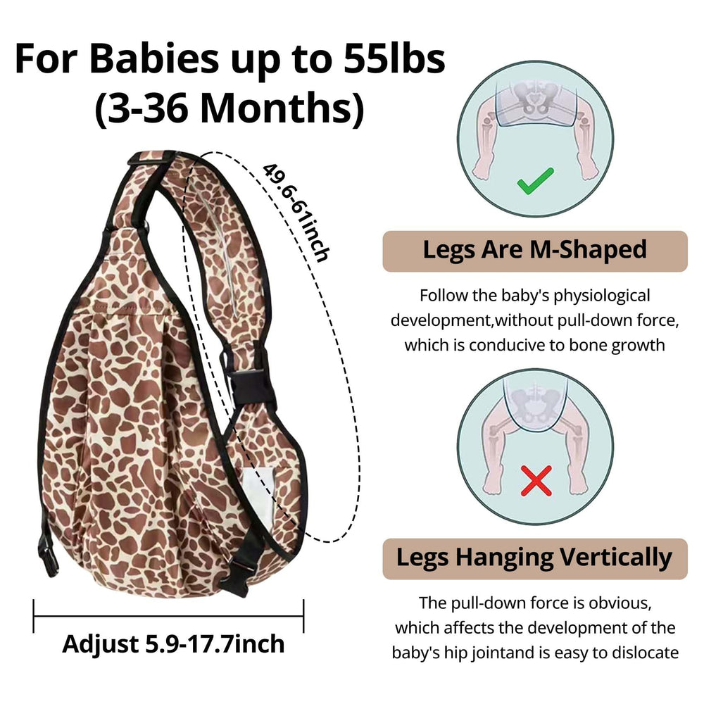 JOYNCLEON leopard hip-seat sling highlights 0-36 month suitability
