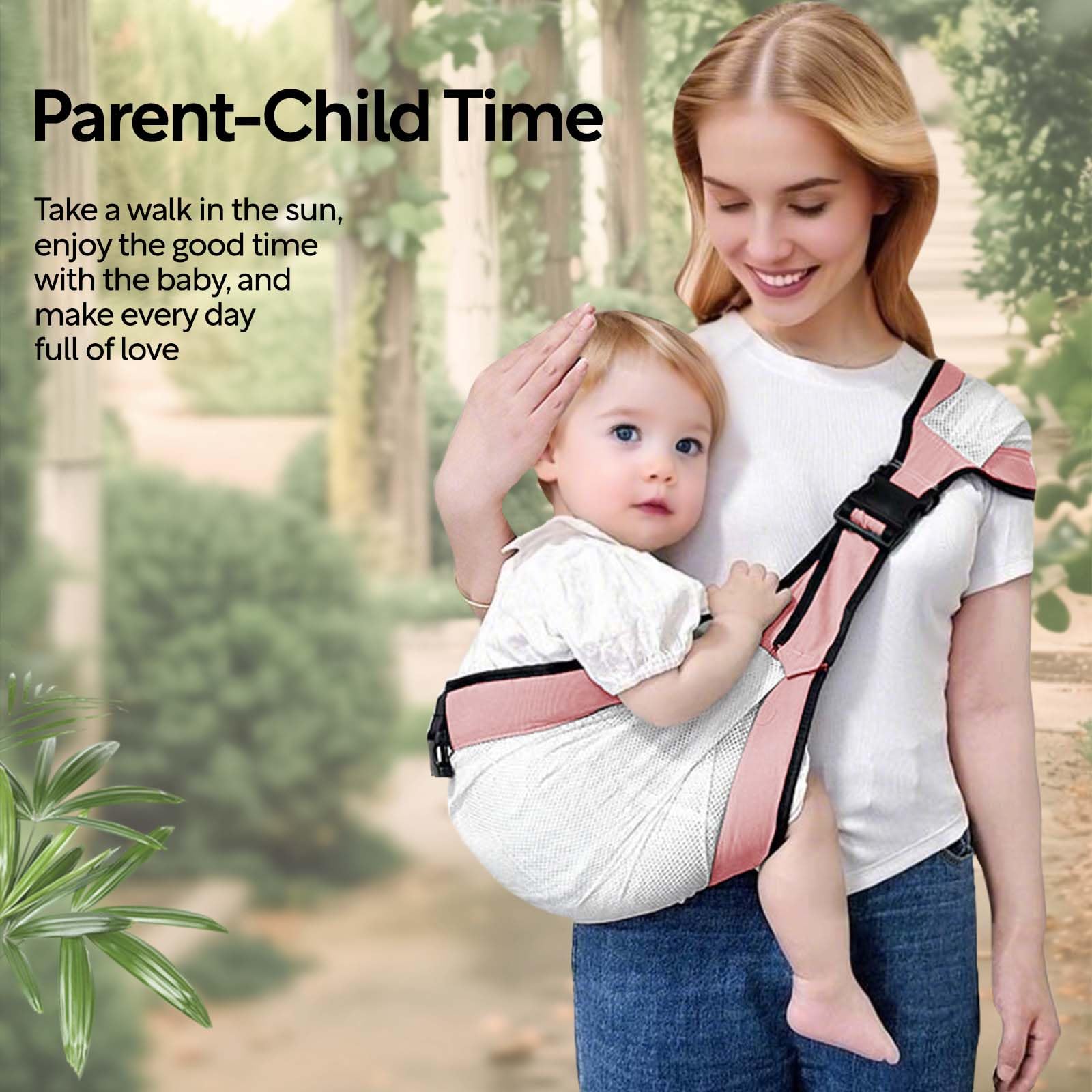JOYNCLEON baby sling mesh pink lightweight for travel and shopping.