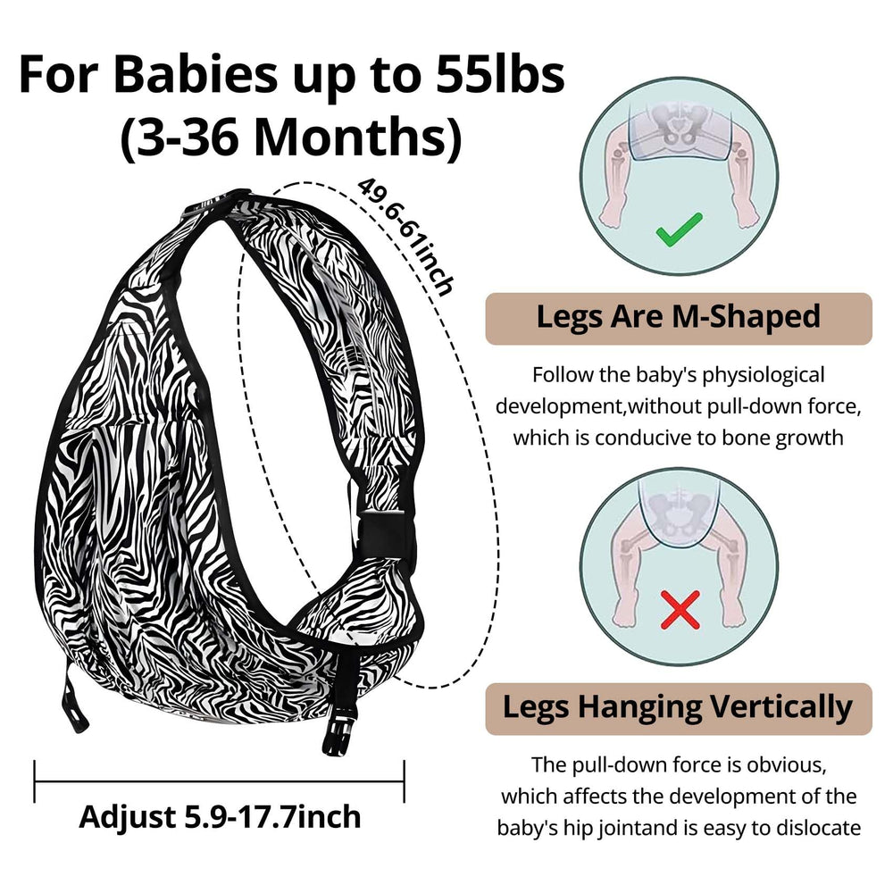 JOYNCLEON zebra sling displays M-position seating for hip comfort