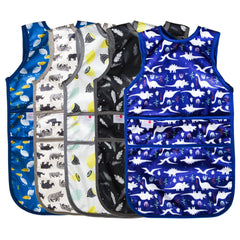Joyo Roy mess-proof baby bib on a toddler during meals for less cleanup.