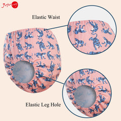 Joyo Roy potty-training underwear cover demonstrates quick-dry fabric ideal after wash.