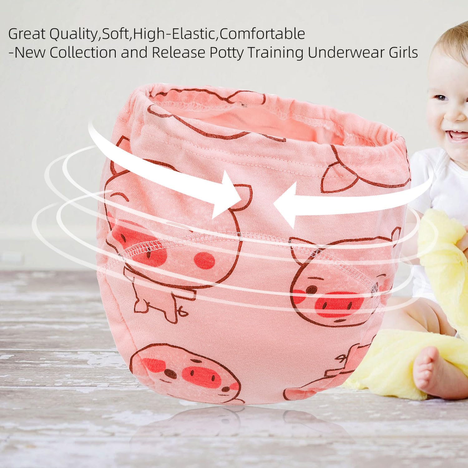 Joyo Roy potty-training underwear girls 4T-5T machine-wash care closeup.