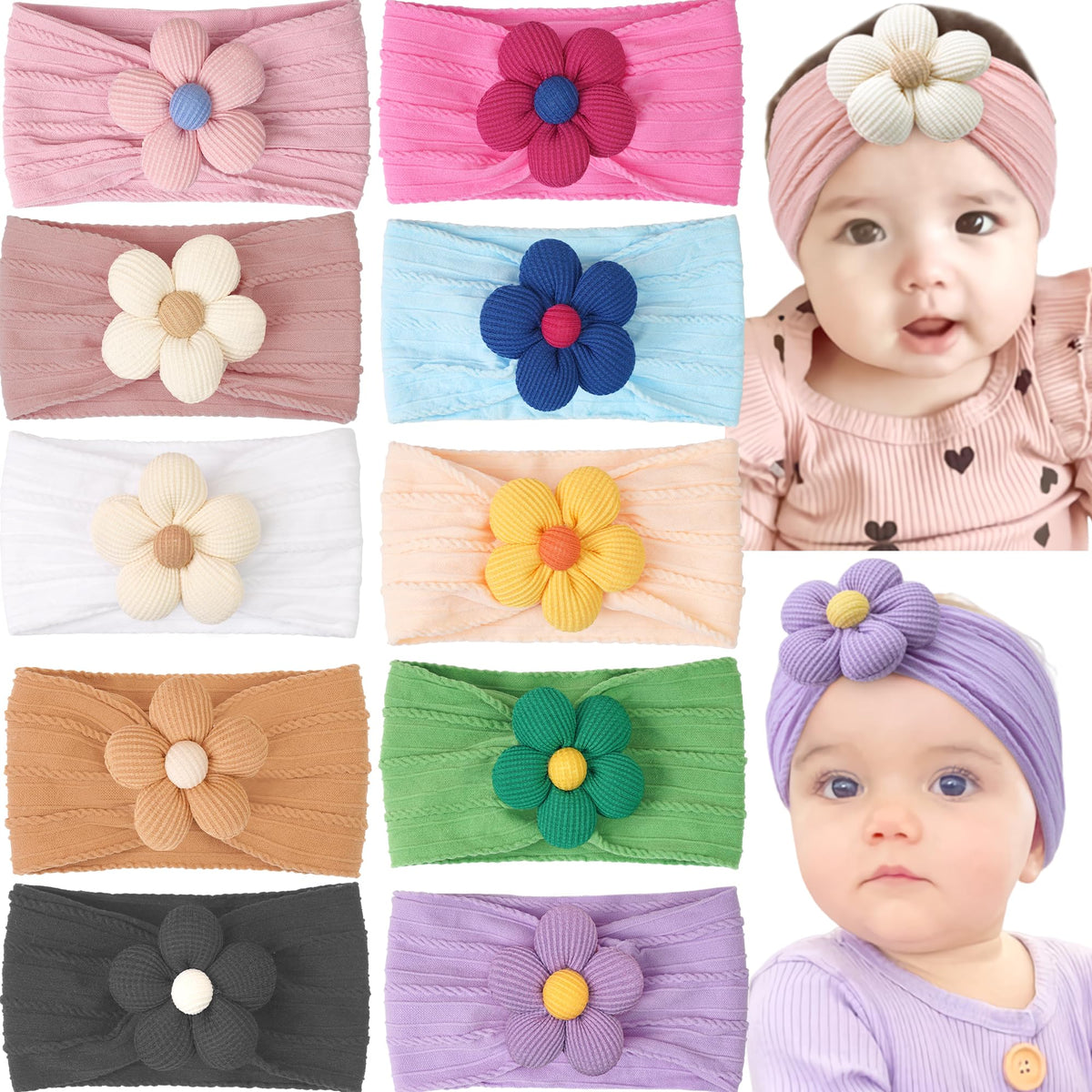 JOYOYO 10-color headbands collection in soft nylon ideal daily styling for baby outfits