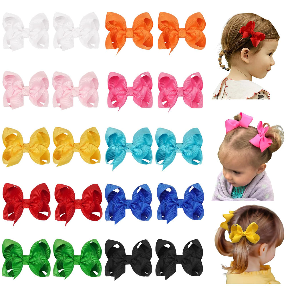 JOYOYO 20pcs hair bows packs show vibrant colors for daily outfits.