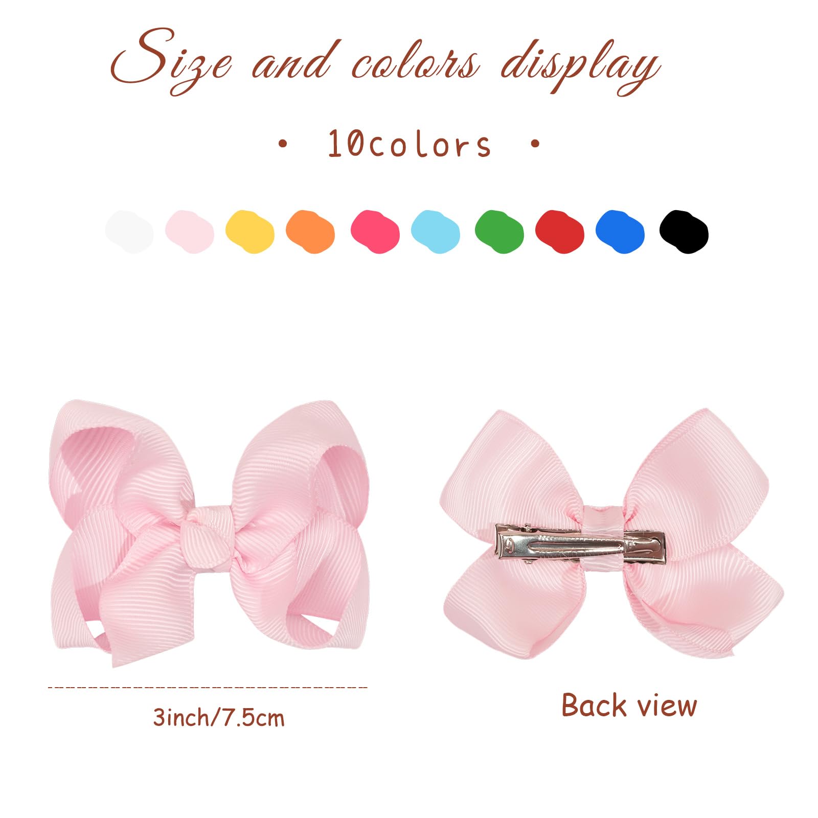 JOYOYO 3-inch hair bows closeup highlights grosgrain texture for secure wear.