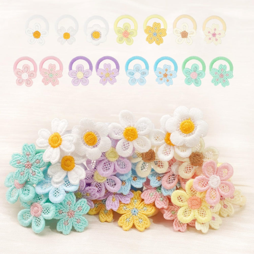JOYOYO 30PCS flower hair ties in a clear box for organized daily styling
