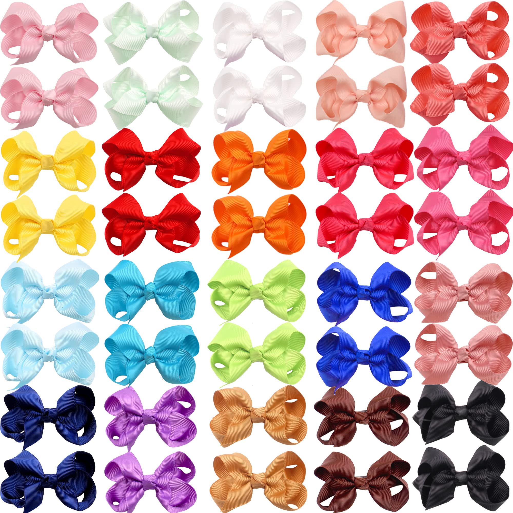 JOYOYO 40pcs 3-inch hair bows in 20 colors for everyday outfits.