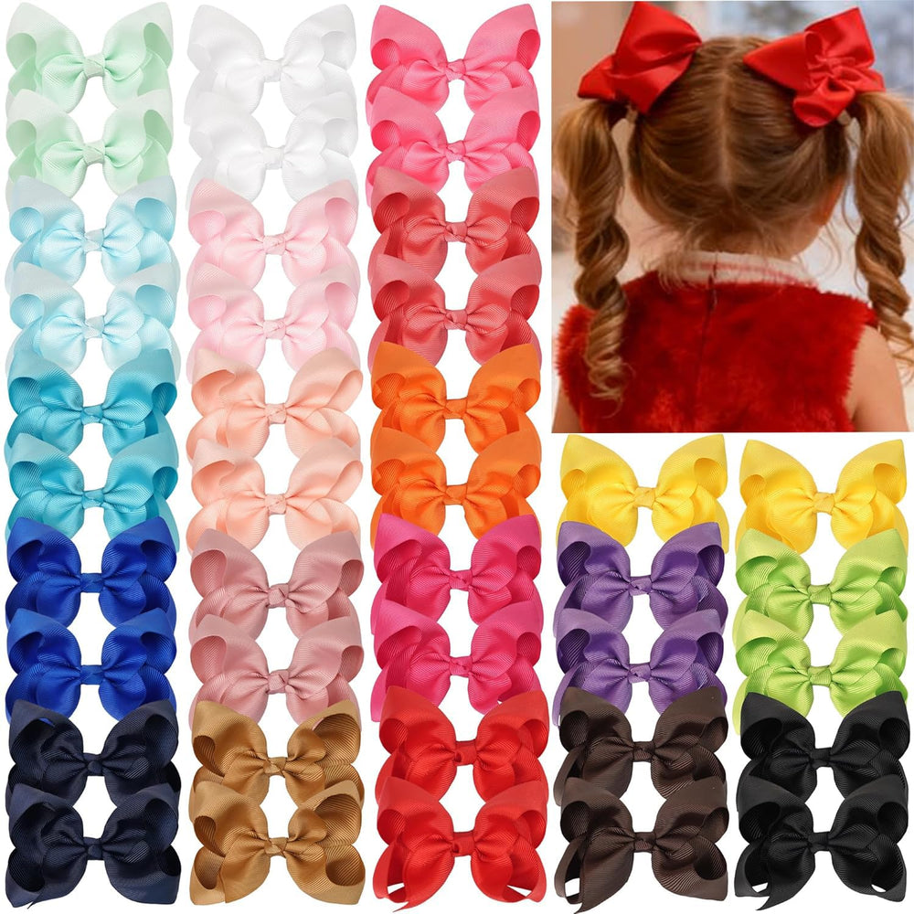 JOYOYO 4-5in hair bows with alligator clips showcase vivid colors for daily wear.