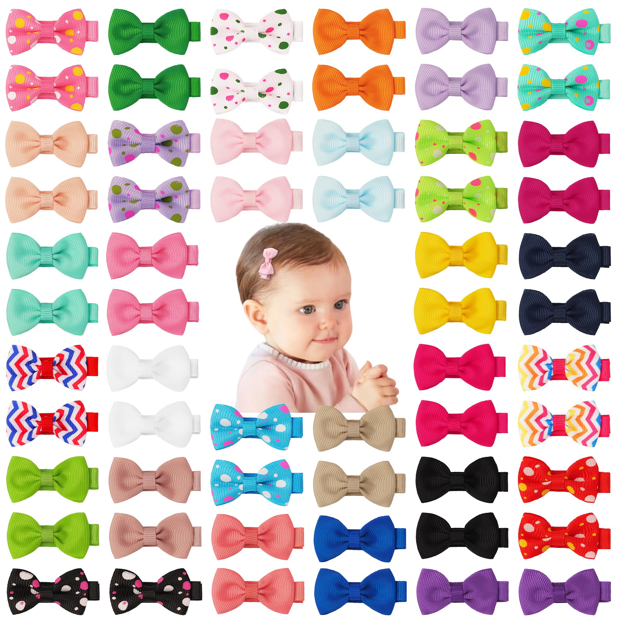 JOYOYO 1.6-inch baby hair bows closeup with secure clips for delicate hair