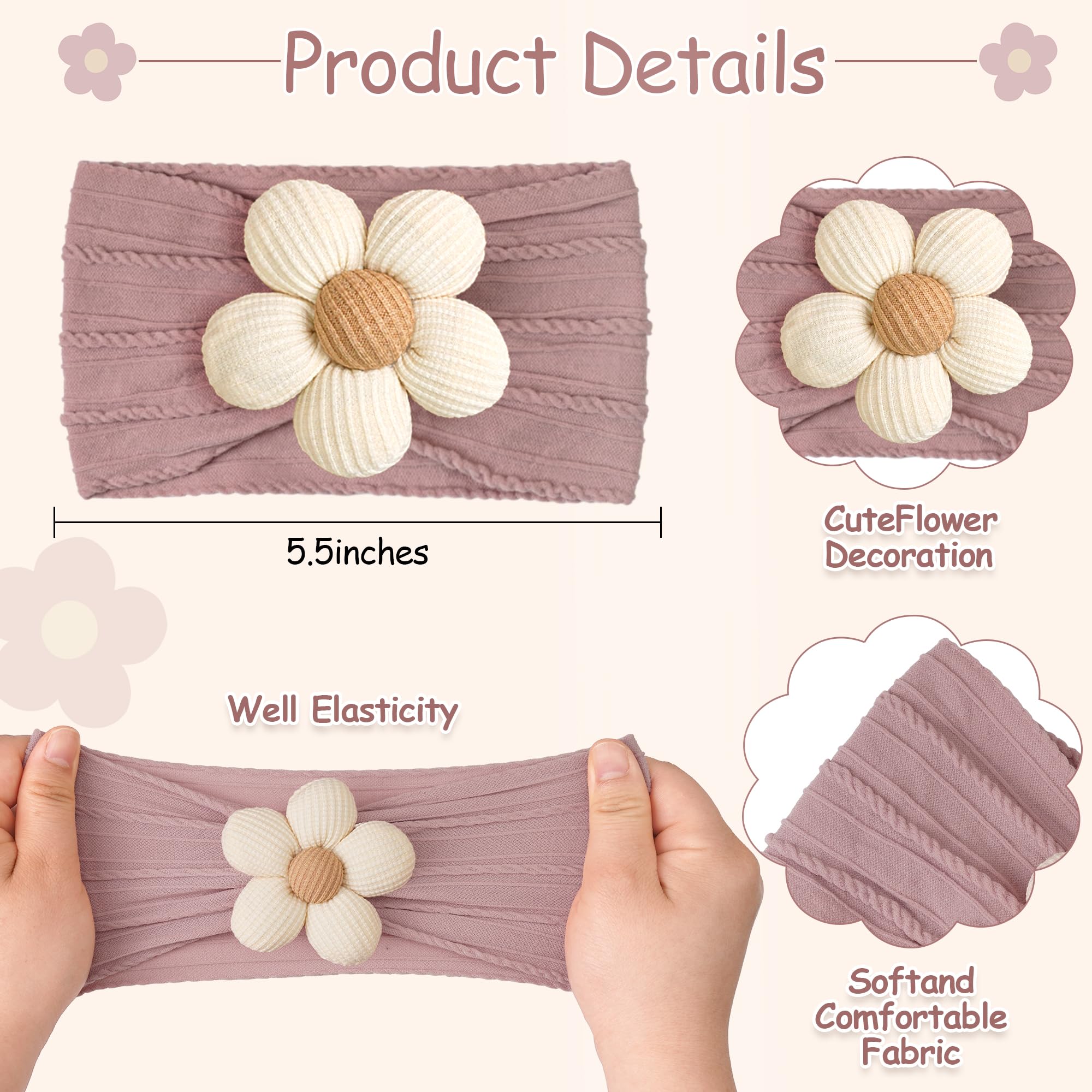 JOYOYO white flower headband ideal for newborn photography props
