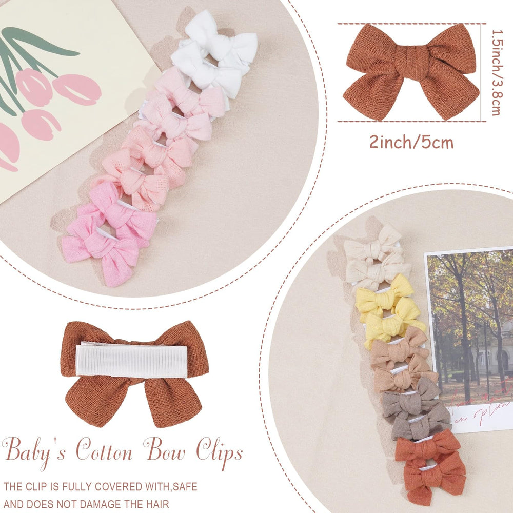 Close-up of JOYOYO cotton linen bows showing soft texture and quality.