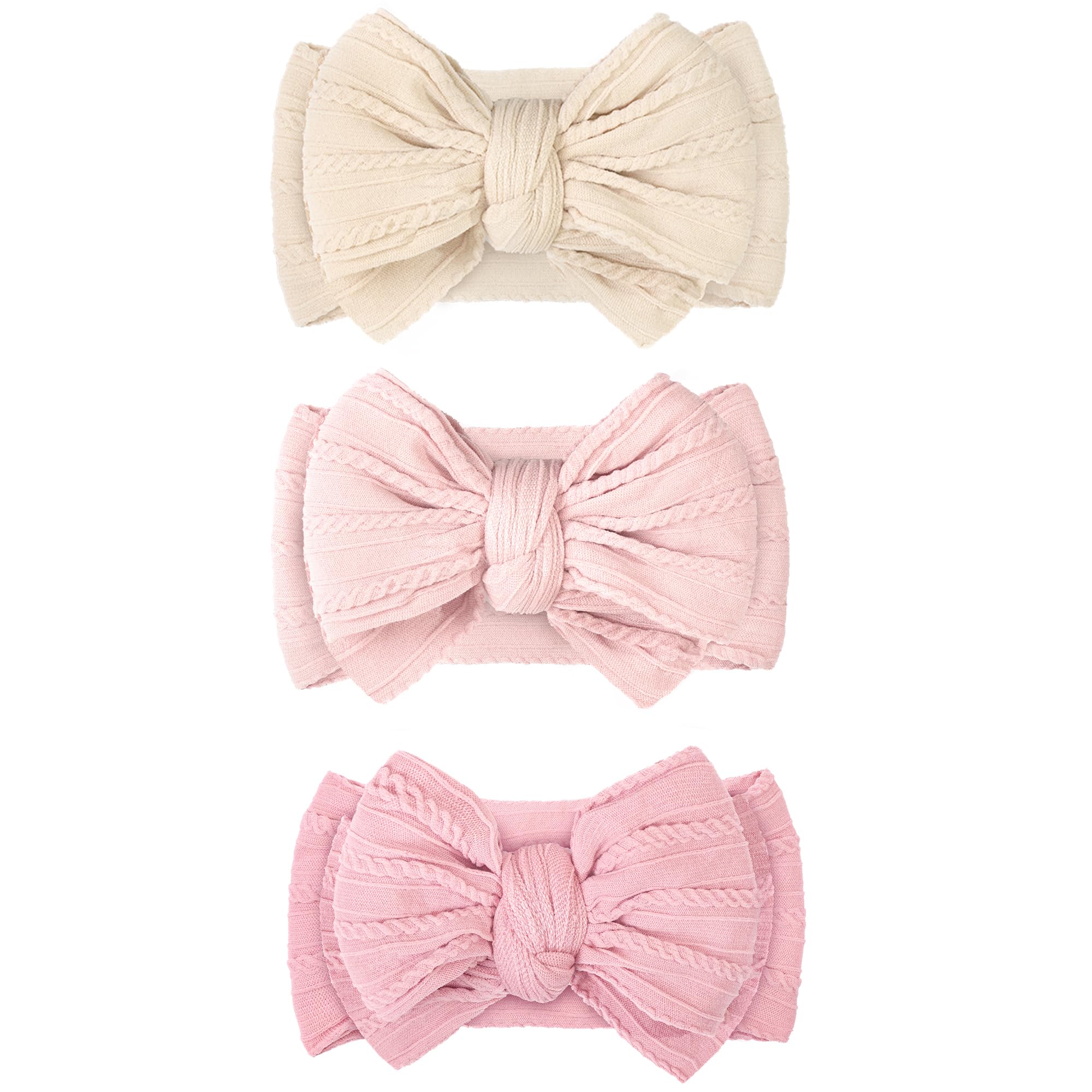 JOYOYO beige double-bow headband keeps hair away from the face during playtime.