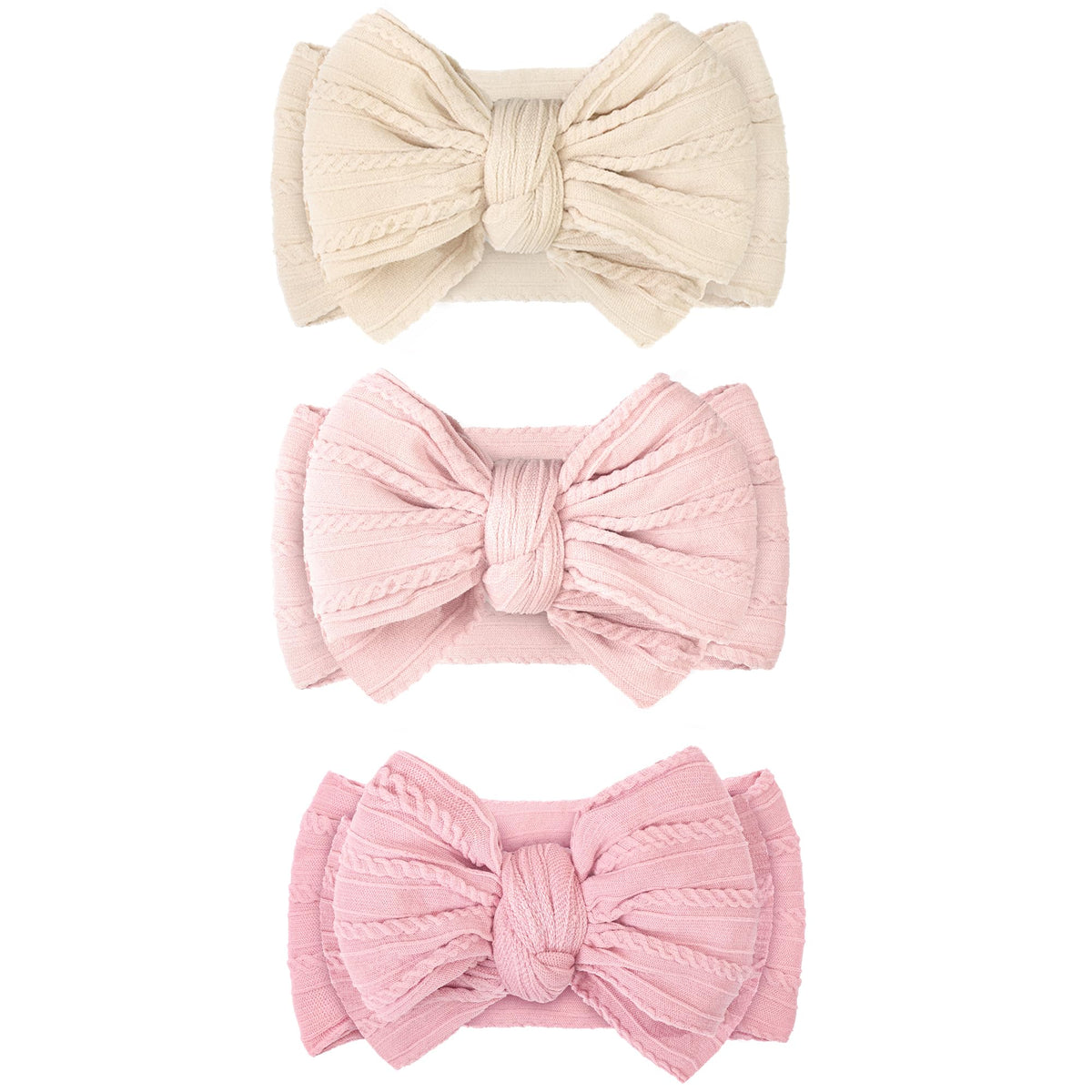 JOYOYO beige double-bow headband keeps hair away from the face during playtime.