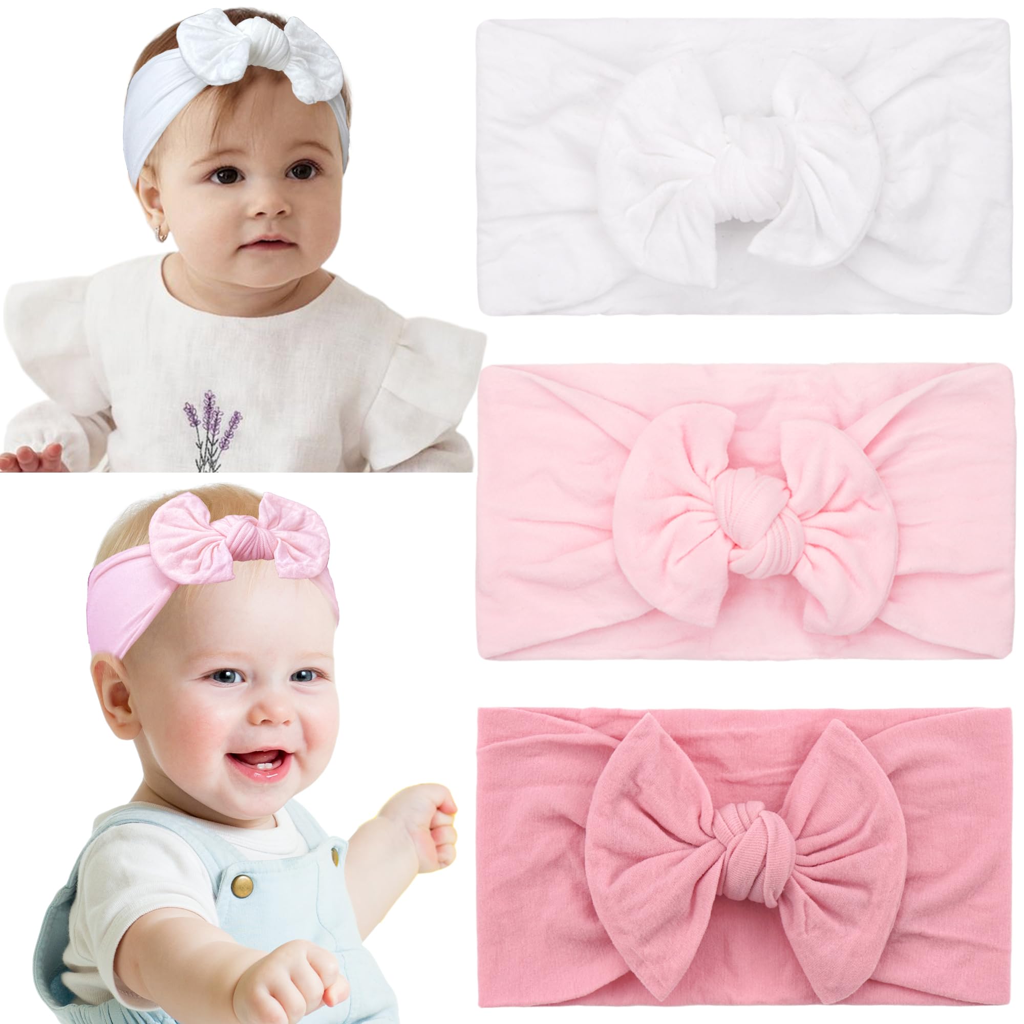 JOYOYO white headband pack featuring soft-wide turban style for gentle wear