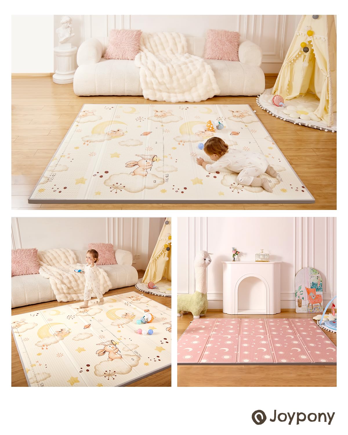Joypony Baby Play Mat carry bag included for tidy storage and transport.