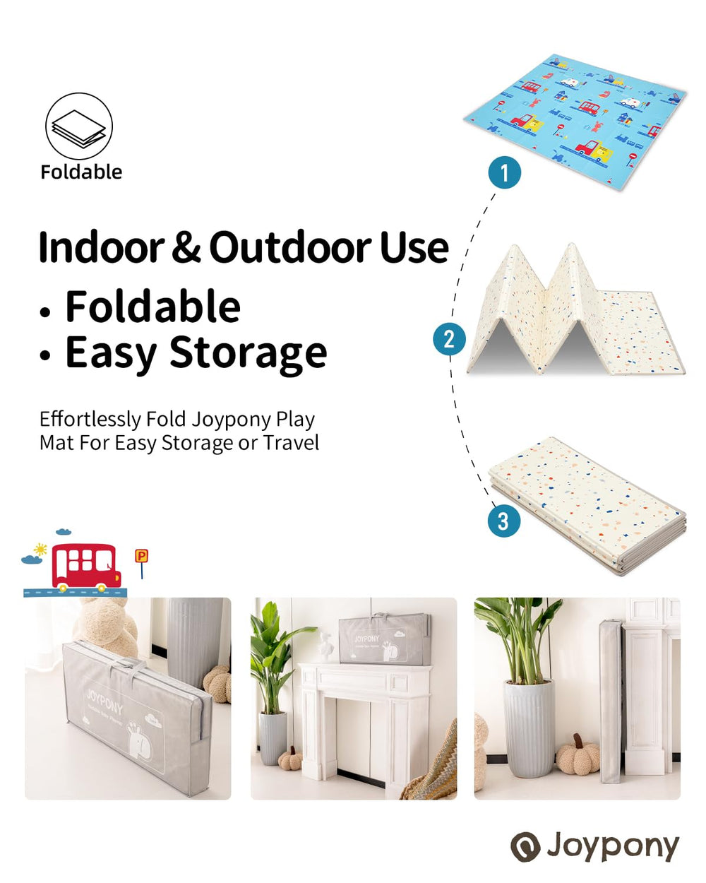 Joypony baby play mat waterproof and easy to wipe clean after spills.