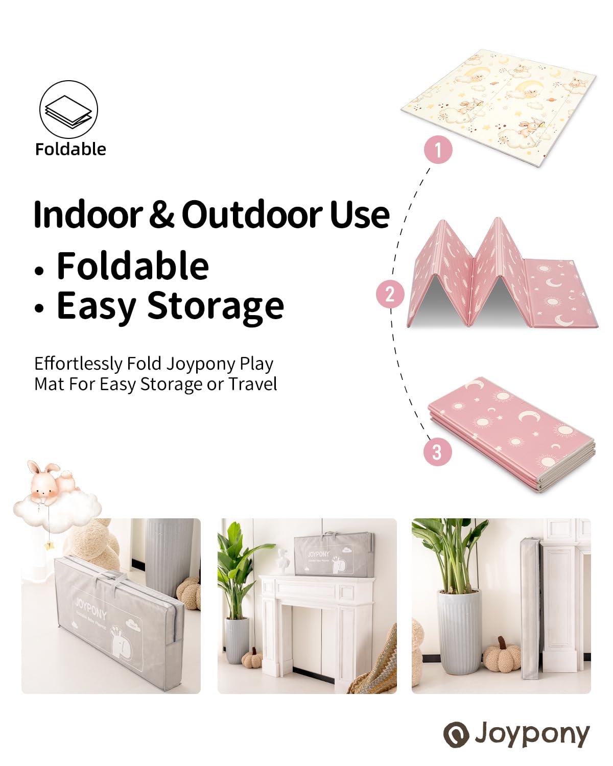 Joypony Baby Play Mat non-toxic XPE foam keeps babies safe during floor time.