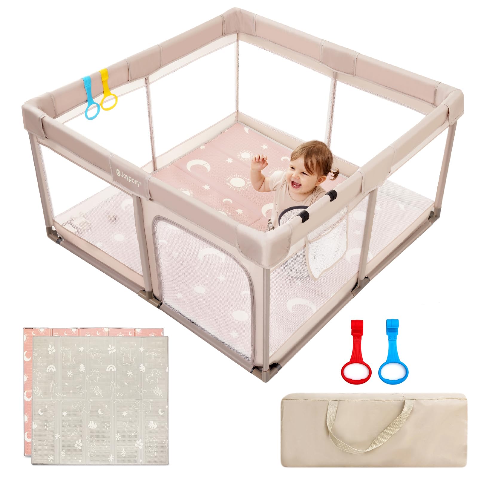 Joypony baby playpen beige mat 50x50 offers a safe indoor play space for babies