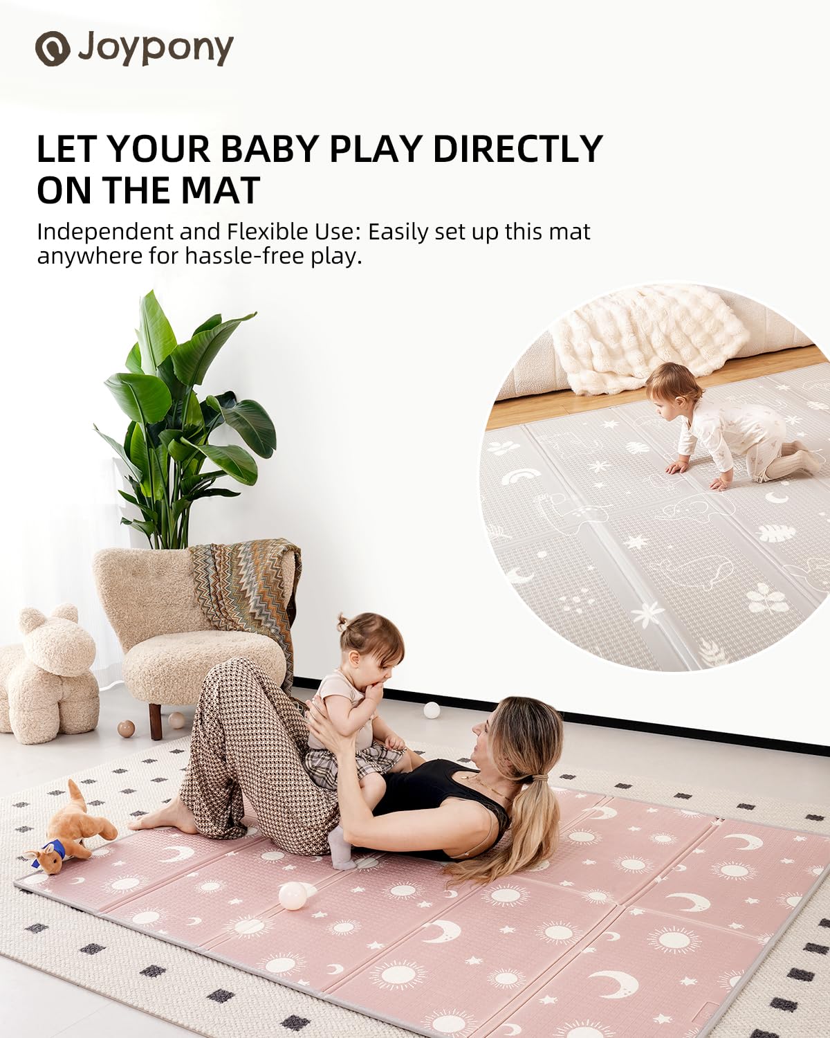 Joypony baby playpen tool-free setup allows quick assembly anywhere
