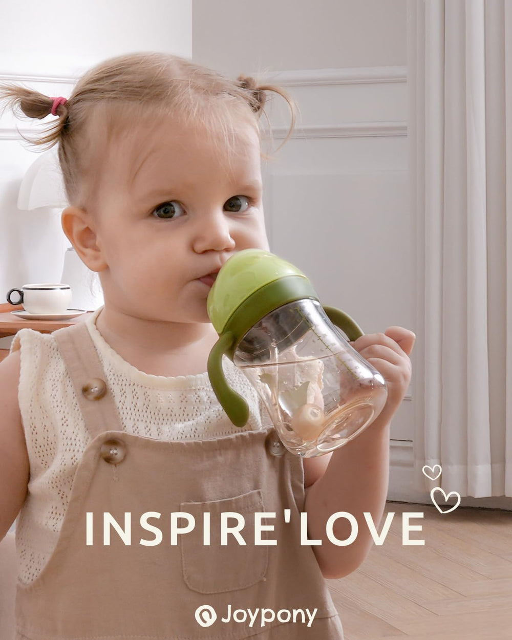 Joypony sippy cup green 2-pack helps busy families with four total silicone straws