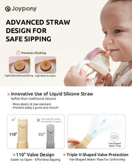 Joypony Sippy Cup pink 180-degree lid fold enables easy cleaning and safe sipping.