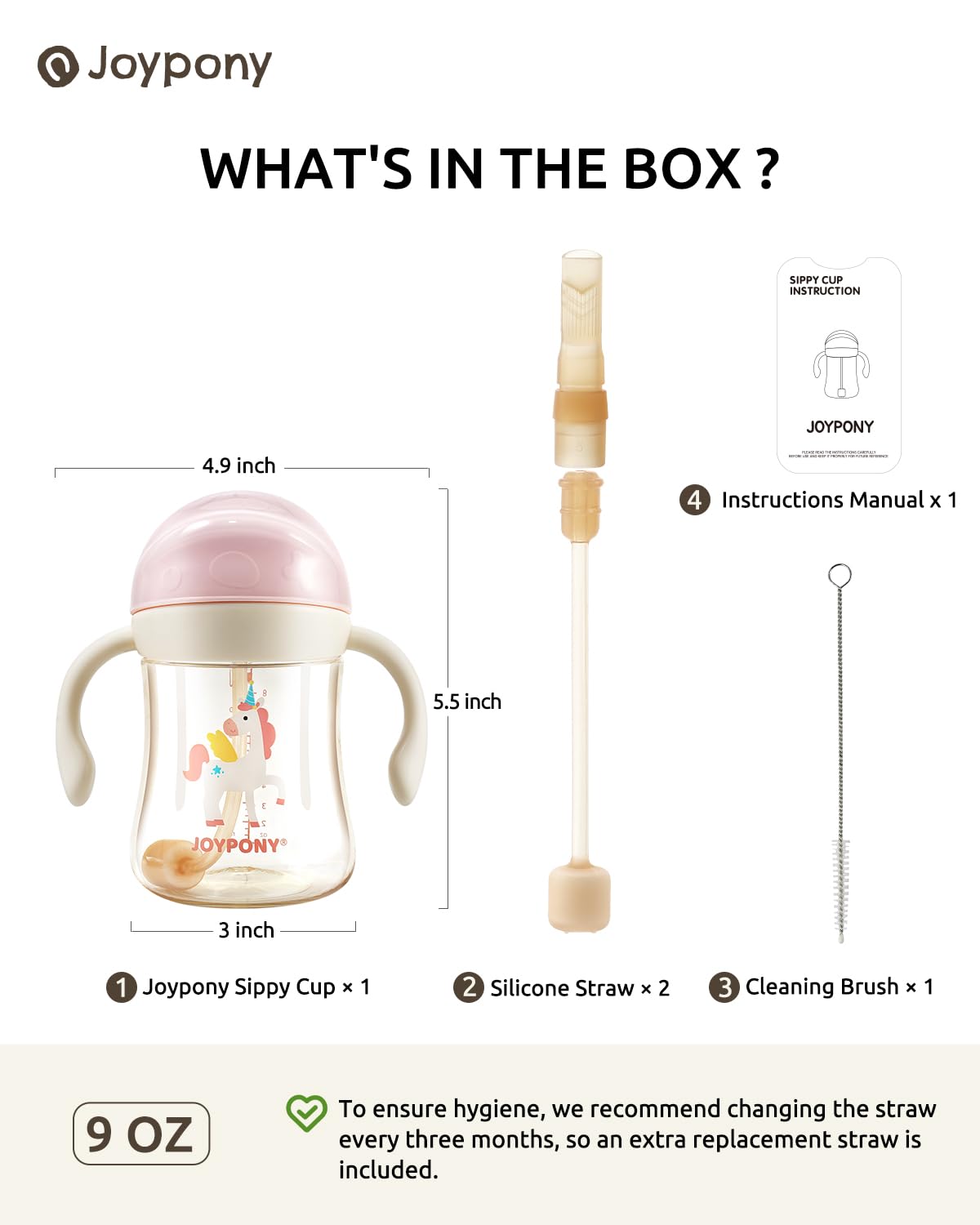 Joypony Sippy Cup pink gravity ball aids sipping while resting.