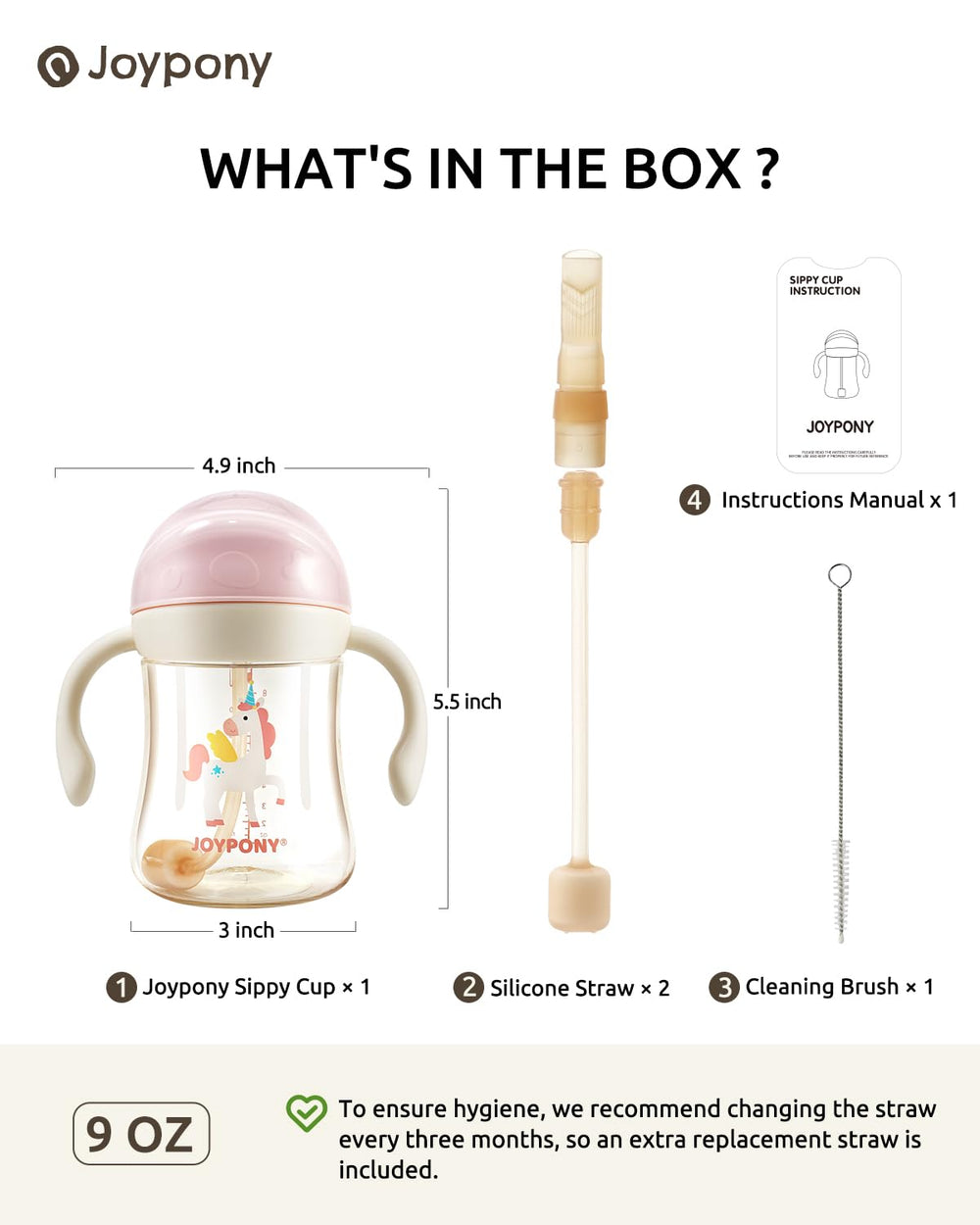 Joypony Sippy Cup pink gravity ball aids sipping while resting.