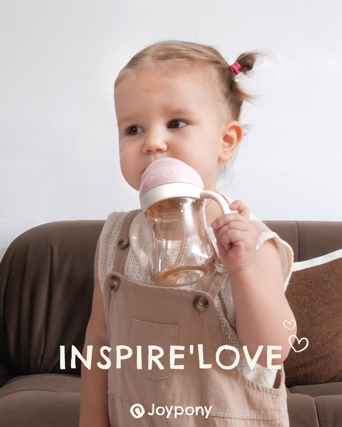 Joypony Sippy Cup pink Toby design inspires play during daycare.