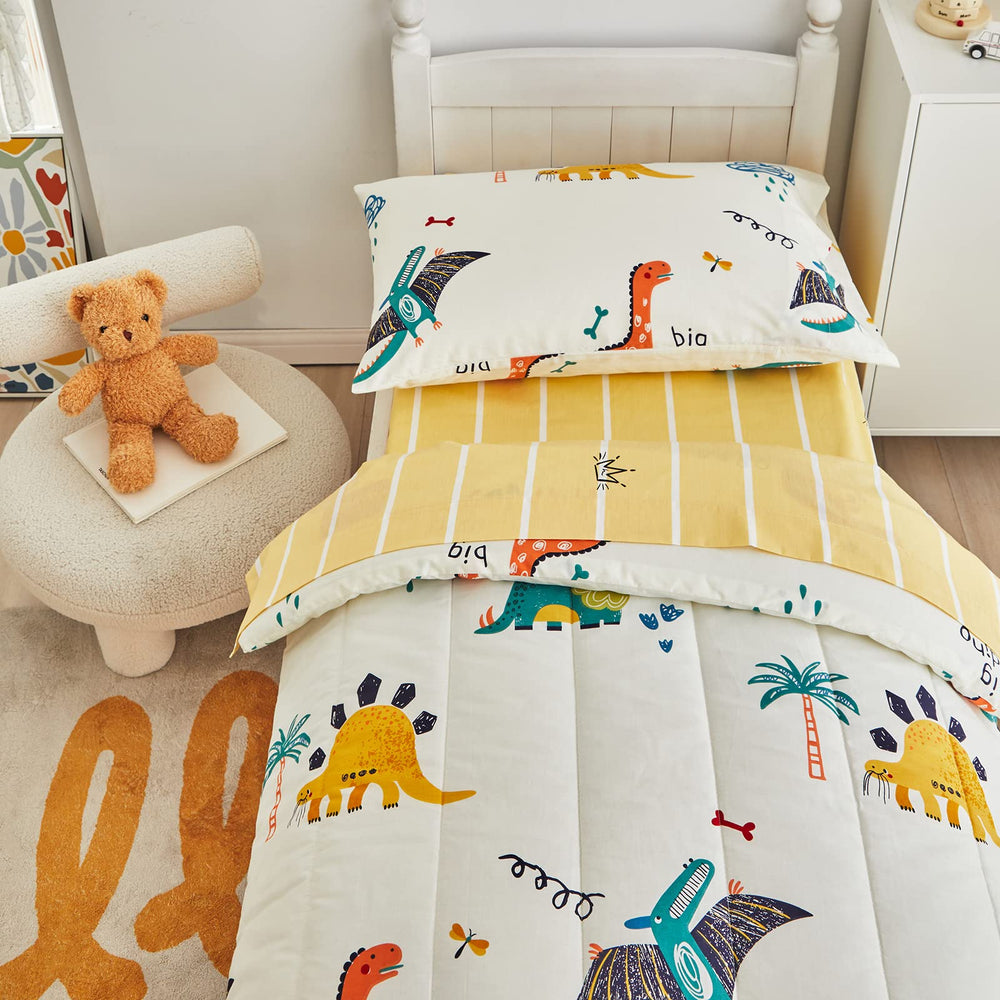 Joyreap dinosaur bedding pillowcase with colorful dinos and easy-care fabric