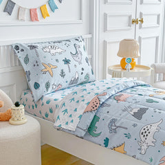 Joyreap dinosaur bedding set flat sheet with bright prints for kid-friendly sleep