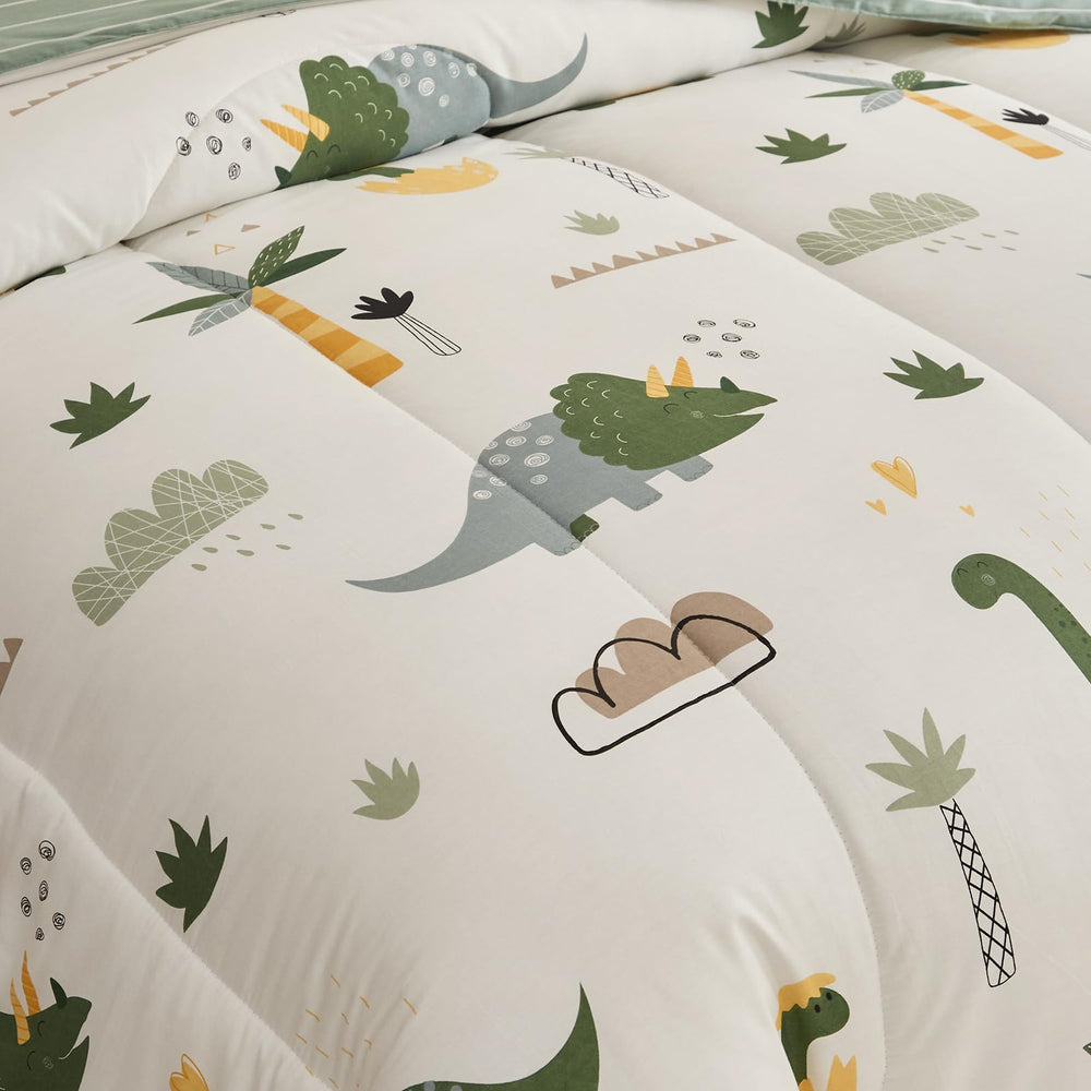 Joyreap dinosaur toddler bedding flat sheet provides breathable cotton for comfort.