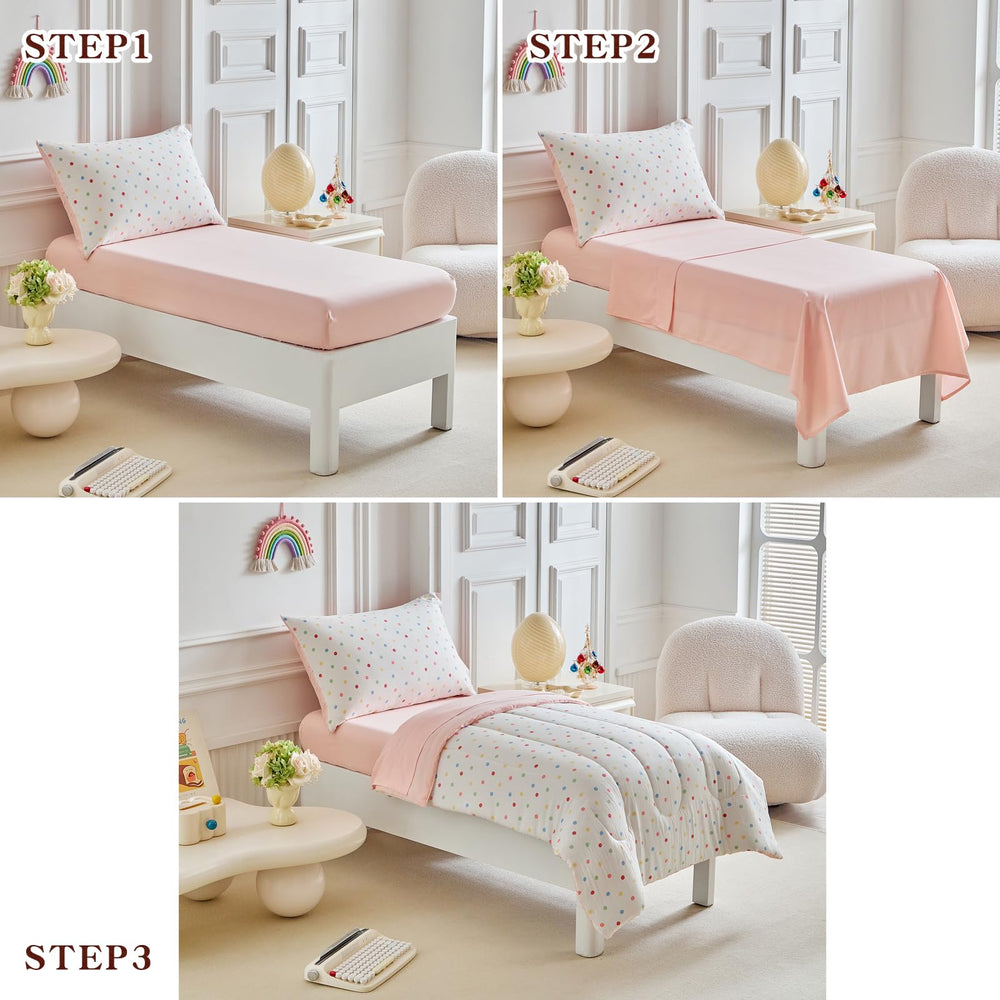 Joyreap fitted bottom sheet 28x52x8 ensures snug, durable toddler bed fit.