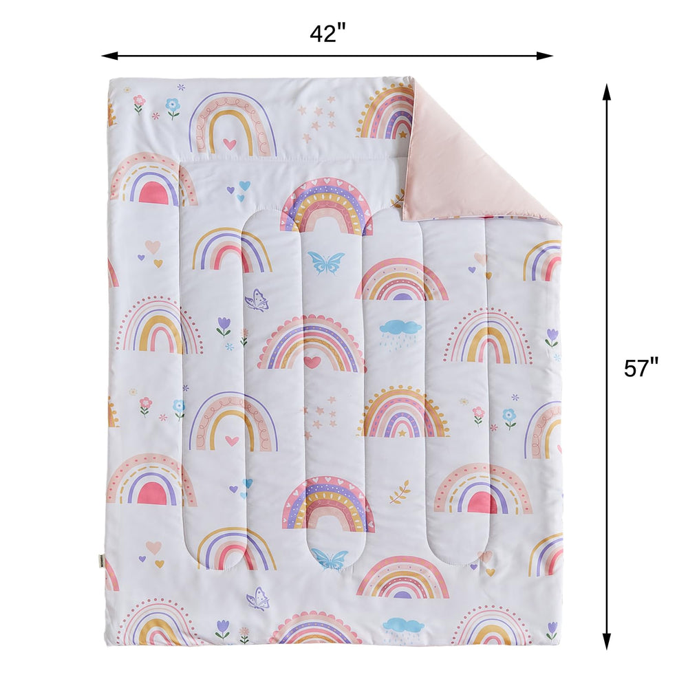 Joyreap fitted bottom sheet detail showing snug fit on standard toddler bed