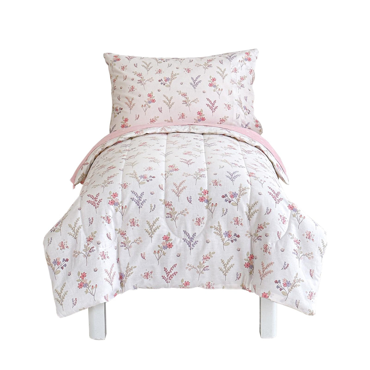 Joyreap toddler bedding flowers pink comforter on bed for cozy sleep