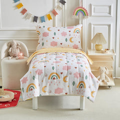 Joyreap toddler bedding grid design pillowcase shows cheerful pattern and easy-care fabric